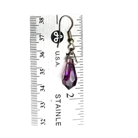 Elegant Amethyst Colored Crystal Teardrop Dangle Earrings - Perfect For When You - Picture 3 of 6